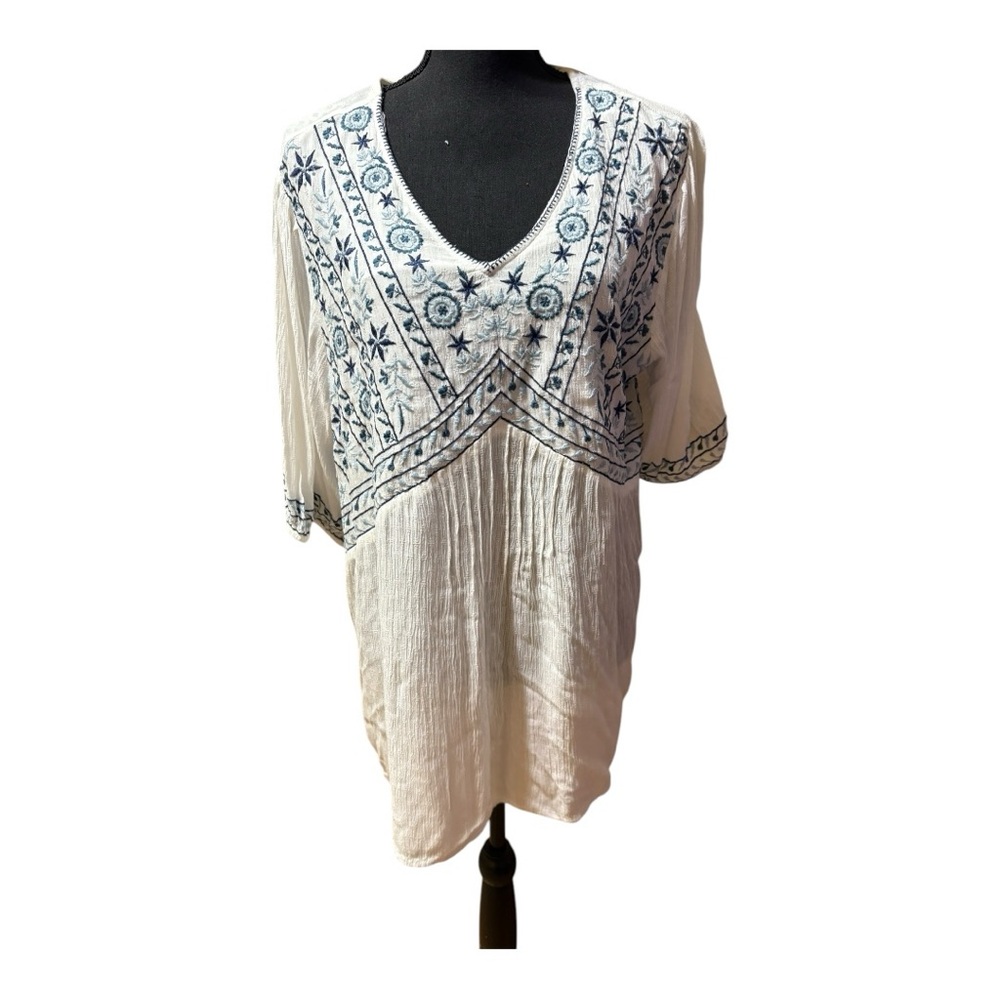 NWT Nurture by Westbound Cream Graphic 3/4 Sleeve Tunic Size 2X - Picture 2 of 11